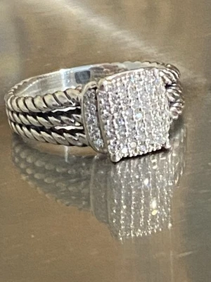 Anillo David Yurman Pequeño Wheaton Pavé Diamantes Talla 8 Foto 1 de 4
