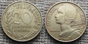 Coin France - 1971 - 20 centimes Marianne Cupro (N1840) - Picture 1 of 3
