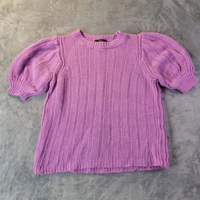 Suéter tejido acanalado manga abullonada J.Crew para mujer lavanda lila mezcla de lino Foto 1 de 4