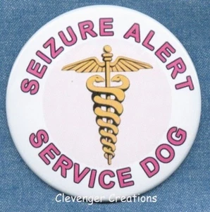 SEIZURE ALERT SERVICE DOG - service dog vest button w/pin back - Picture 1 of 5