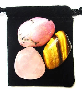 TAURUS ZODIAC / ASTROLOGICAL Tumbled Crystal Healing Set = 3 Stones+ Pouch+ Card - Picture 1 of 1