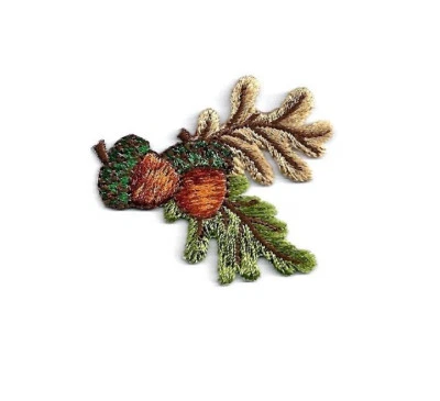 Acorn - Acorns W/Oak Leaf - Autumn - Fall - Embroidered Iron On Applique Patch