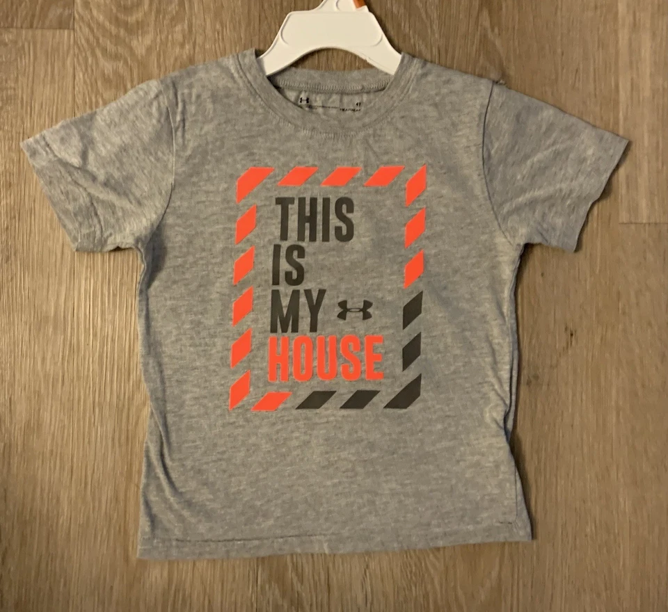 Under Armour Boy’s Size 4T Gray Short Sleeve  Casual Cotton Blend Shirt - Image 1 of 4