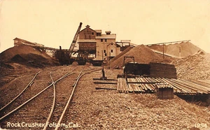 Postal vintage trituradora de rocas FOLSOM, CA Sacramento condado minería c1910 década - Imagen 1 de 2