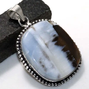 925 Silver Plated Owhyee Blue Opal Ethnic Pendant Jewelry Size 1.8" GW - Picture 1 of 3