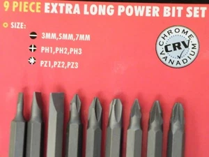 9-teiliges Chrom Vanadium Schraubendreher Power Bit Set extra lang 150 mm 1017 341 W - Bild 1 von 4