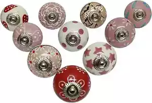 Hand Painted Vintage Ceramic Knobs for Kitchen Cabinet & Drawer Pulls Set of 6 - Picture 1 of 3