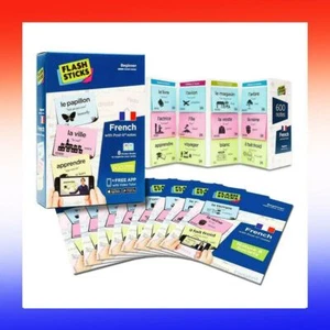 BEGINNERS FRENCH WORDS DICTIONARY FLASH CARDS 600 POST IT NOTES SET FLASH STICKS - Picture 1 of 11