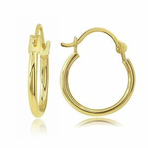 Pendientes de aro redondos pequeños de oro 14K de 2 mm, oro amarillo de 15 mm de diámetro - Imagen 1 de 5