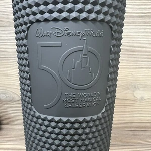 Vaso Starbucks Parques Disney Negro Mate Diamante Tachonado WDW 50 Aniversario - Imagen 1 de 8