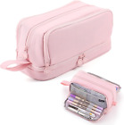 Mamunu Large Capacity Pencil Case 4 Compartments, With Pink