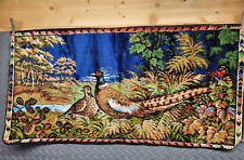 VTG Wall Tapestry Pheasant Rug Made in Italy 18"x38" Outdoor velour ring Neck