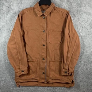 Old Navy Jacket Women's Small Orange Denim Metal Btn Barn Chore Workwear Outdoor - Picture 1 of 7