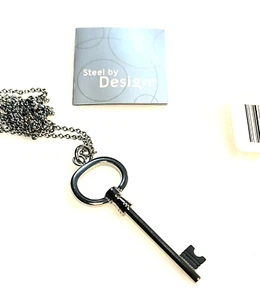 QVC Steel by Design Key Pendant with 24" Chain Necklace Great Gift - Picture 1 of 5