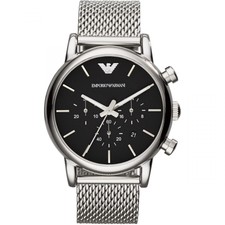 Emporio Armani Mens AR1811 Silver Mesh Stainless Steel Chronograph Watch