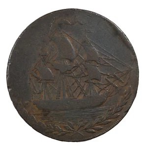 1791 England Yorkshire Hull Hancock's Mule Copper Halfpenny Conder Token D&H-22 - Picture 1 of 2