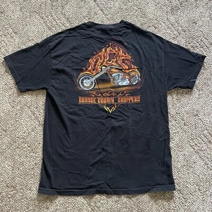 Vintage Orange County Chopper Shirt Mens XL Black Orange Flames Motorcycle Biker - Picture 1 of 9