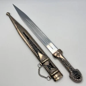 Vintage Kubachi Caucasus Decorative Dagger Sword Filigree Enamel Steel Souvenir - Picture 1 of 8
