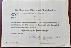 "ALEMÁN ""EHRENKREUZ"" y Certificado A 5288/35 - DOCUMENTO RARO ORIGINAL - Imagen 1 de 6
