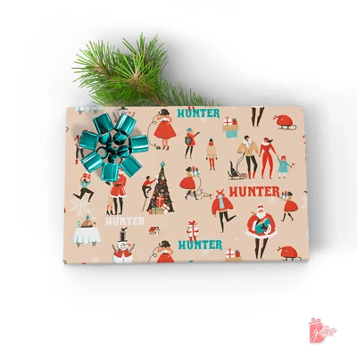 Papel de envolver personalizado con nombre personalizado Navidad Rush árbol de vacaciones envoltura de regalo Foto 1 de 4