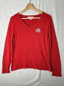 Tommy Hilfiger Ohio State Vintage Jumper Red Cotton V-Neck - Women's Large - Picture 1 of 11