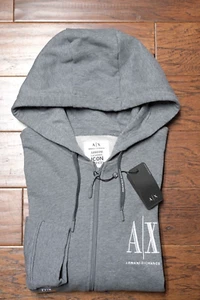 Armani Exchange A|X Men's Full Zip Icon Period Med Gray Cotton Hoodie Jacket 2XL - Picture 1 of 9