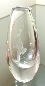 Kosta Schweden Clown Kristall Knospe Vase signiert & nummeriert 6" hoch schwer - Bild 1 von 11