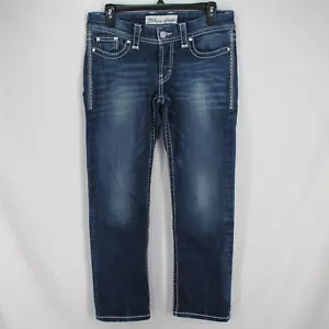 Pantalones de mezclilla BKE Sabrina recortados para mujer talla 28 azul lavado oscuro punto grueso - Imagen 1 de 6