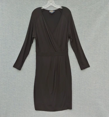 Vestido Pendleton para mujer L negro elástico envolvente sintético mangas largas tejido suave cuello en V Foto 1 de 4