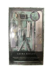 LAURA ASHLEY Manicure and Pedicure Set with Implements Bag 6 Piece NEW - Picture 1 of 2