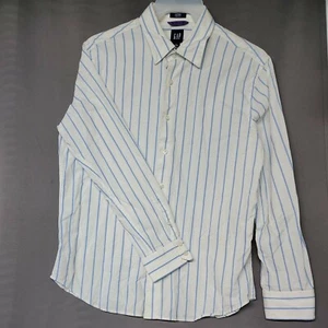 Gap Shirt Size L 16 16 1/2 Fitted Premium Long Sleeve White Striped Mens - Picture 1 of 4