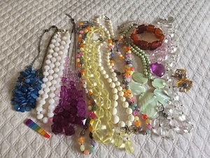 Retro Lucite Celluloid Jewelry LOT Necklaces Earrings Bracelet - Picture 1 of 14