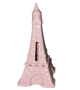 "Banco de porcelana Torre Eiffel rosa con pedrería sin marca 6"" coleccionable" - Imagen 1 de 5
