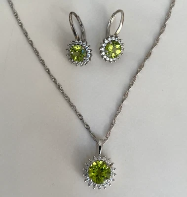 1.84CTW Manchurian Peridot (TM) Pendant Necklace & 2.46CTW Peridot Earrings - Image 1 of 4