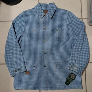 Abrigo de mezclilla LAUREN RALPH LAUREN para mujer a cuadros guinga azul XL chaqueta utilitaria - Imagen 1 de 17