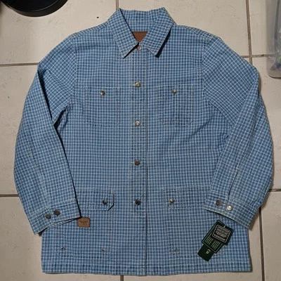 Abrigo de mezclilla LAUREN RALPH LAUREN para mujer a cuadros guinga azul XL chaqueta utilitaria Foto 1 de 4