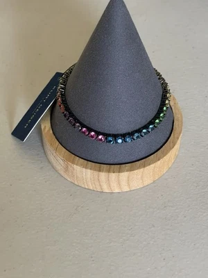 KURT GEIGER LONDRES PULSEIRA DE TÊNIS DE CRISTAL ARCO-ÍRIS EM RÓDIO PRETO MULTI - Imagem 1 de 4