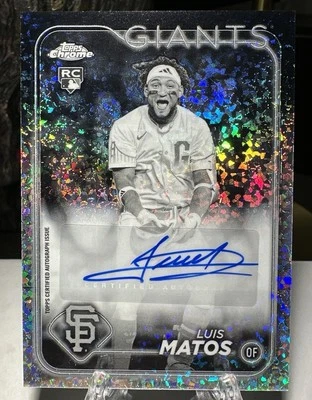 2024 Topps Chrome Update Luis Matos (RC) Black & White Mini Diamond Auto Giants - Image 1 of 3