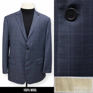 MICHAEL KORS uomo blu plaid 100% LANA cappotto sportivo tuta giacca blazer 44 R - Foto 1 di 17
