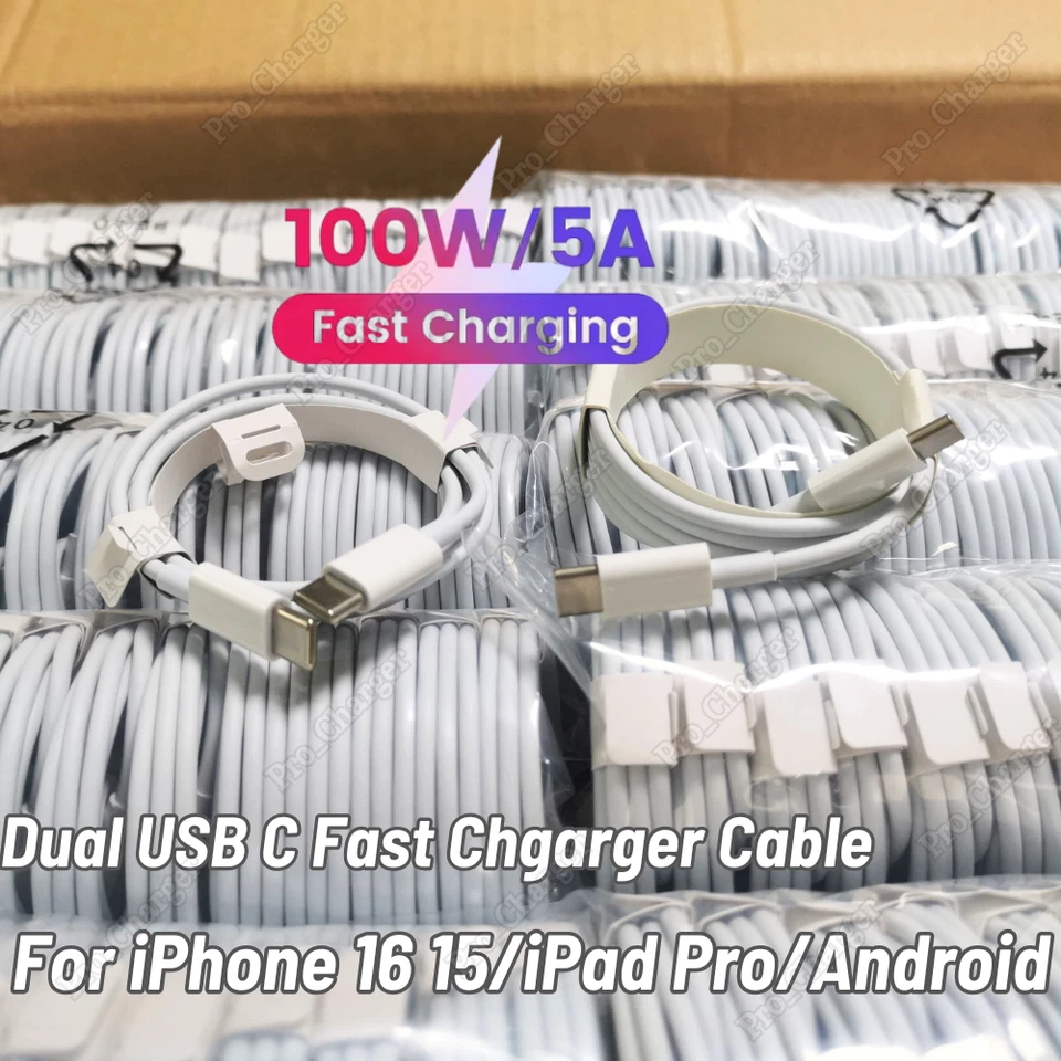 Lote PD 100W Cargador Rápido USB-C a USB C Cable Para iPhone Air 17 16 15 MacBook Pro Foto 1 de 4