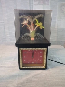 Vtg 1980s Yirng Shehng Fiber Optic Rotating Light-Up Flower Clock Quartz - Picture 1 of 6