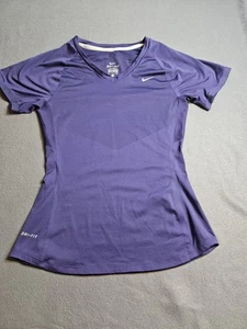 Nike Shirt Womens Small Purple Dri Fit T Shirt Fitted Athletic Workout - Picture 1 of 7