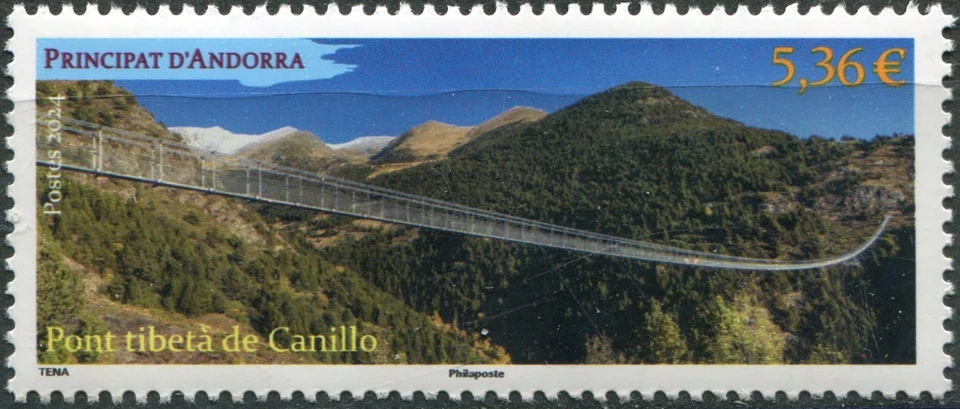 Andorra [Fr.] 2024. Tibetan bridge in Canillo (MNH OG **) Stamp - Image 1 of 1
