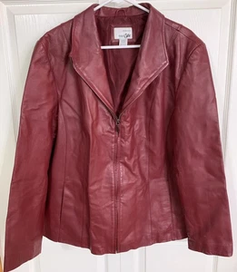 Chaqueta Blazer Y2K East 5th Para Mujer Rojo Granate XL Cuero Genuino - Imagen 1 de 8