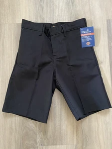 Dickies Boy's Black Flat Front Classic Fit Shorts Size 12- NEW ADJUSTABLE WAIST - Picture 1 of 6