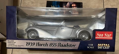1939 Horch 855 Roadster Sun Star Silver & Black Die Cast Car 1:18 NEW in Box - Image 1 of 3
