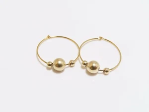 14K Gelbgold Perlen Reifen Ohrringe - Bild 1 von 9