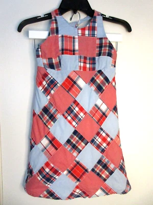 HARTSTRINGS GIRLS DRESS SZ 8 AMERICANA MADRAS PATCHWORK HALTER COTTON LINED CUTE - Image 1 of 4