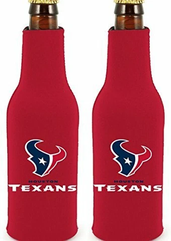 NFL Kolder Houston Texans Bottle Cooler Neoprene Zip up Suit Set of 2 Cover