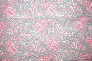 PAISLEY IN PINK AND GREEN BY JOAN KESSLER FOR CONCORD FABRIC- 100% COTTON FABRIC - Picture 1 of 4